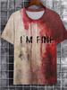A Trendy Printed Short-Sleeve T-Shirt for Men, Comfortable And Stretchy, Perfect for Casual Summer Outings And Outdoor Activities, Plus Size
