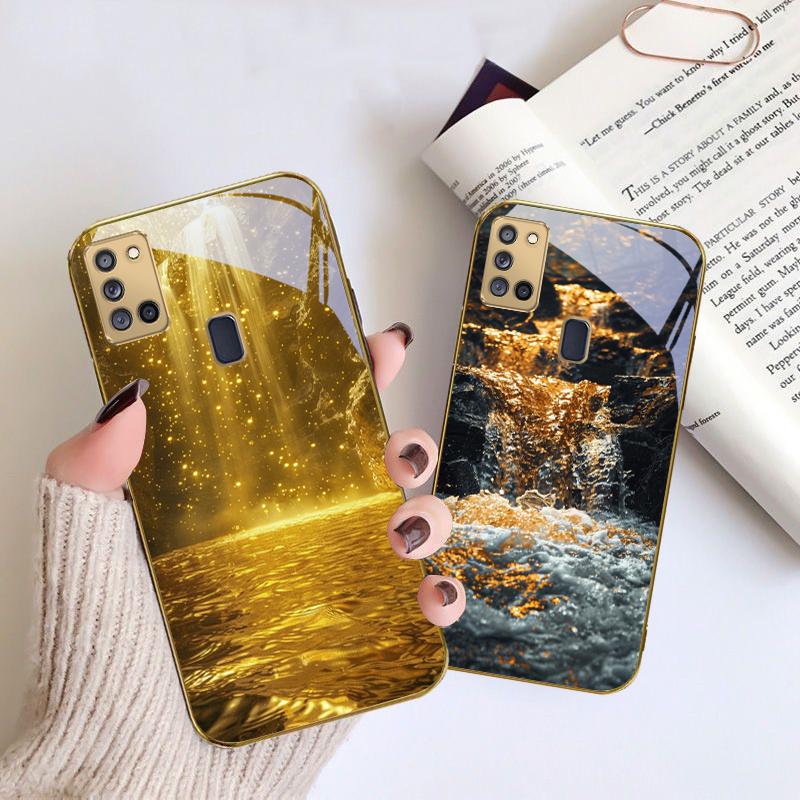 Великолепные пейзажи Для Samsung A 31 32 A33 A34 35 14 A15 13 A16 25 26 50 52 53 54 55 56 70 71 72 73 Золотой стеклянный чехол для телефона