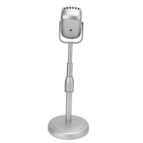 Vintage Microphone Toy Prop, Classic Retro Dynamic Microphone, Simulation Old-Fashioned Microphone with Stable Base and Support Rod for Photography (S