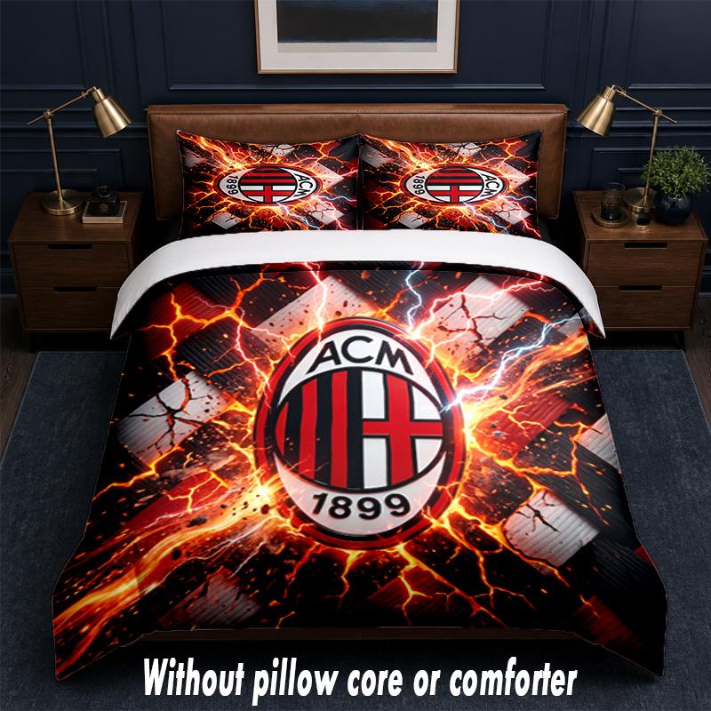 AC Milan Design Bed Bedding Set 1 Duvet Cover + 2 Pillowcases Soft Breathable Household Bed Linens