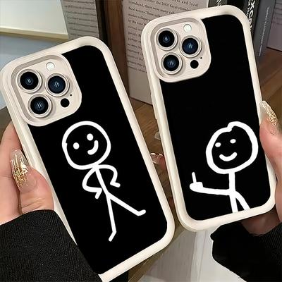 Чехол для телефона iPhone 17 Air 16E 15 16 Pro Max Смешной Стикермен Человек-спичка Чехол 14 Plus 13 12 Mini Мягкий Силиконовый Fundas