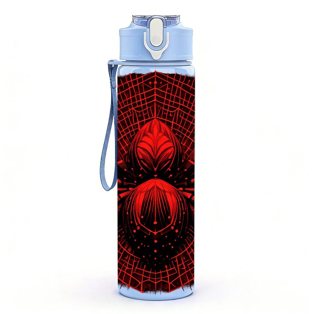 1PC Red Venom Spider Dark Comic Art Print 750ml Color Plastic Sports Water Bottle Leakproof Flip Straw Lid Suitable for Sports Office Home Use