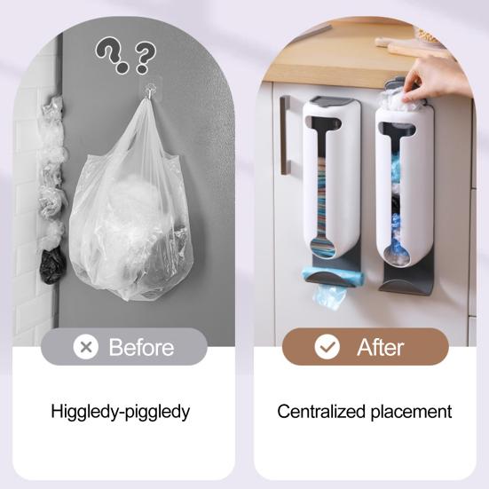Настенное крепление Держатель для пластикового пакета Легкий доступ Без сверления Самоклеящиеся пакеты для продуктов Экономия Сумка для покупок Диспенсер Кухня Ванная комната Прихожая
