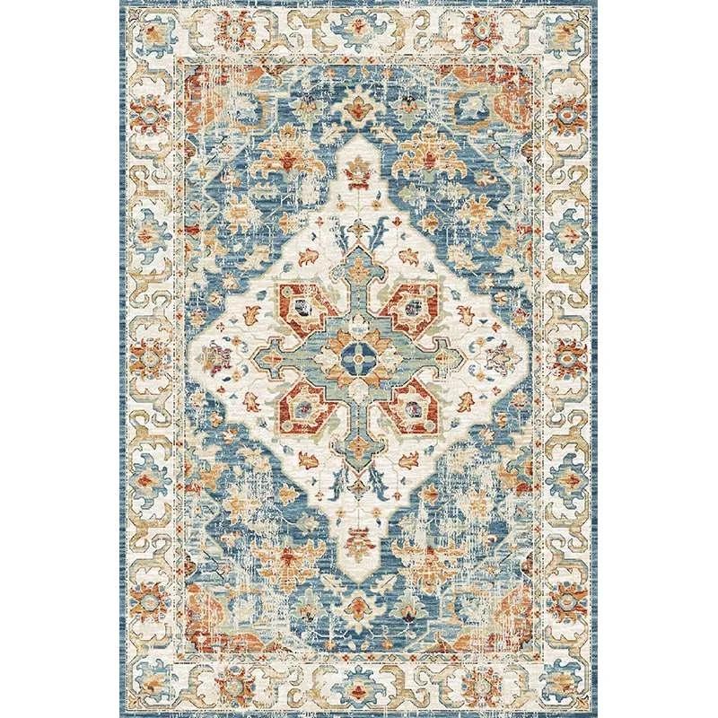 American Retro Ins Style Living Room Ethnic Carpet Decoration Bedroom Anti Slip Washable Bedroom Fully Rug Large Area Office Mat