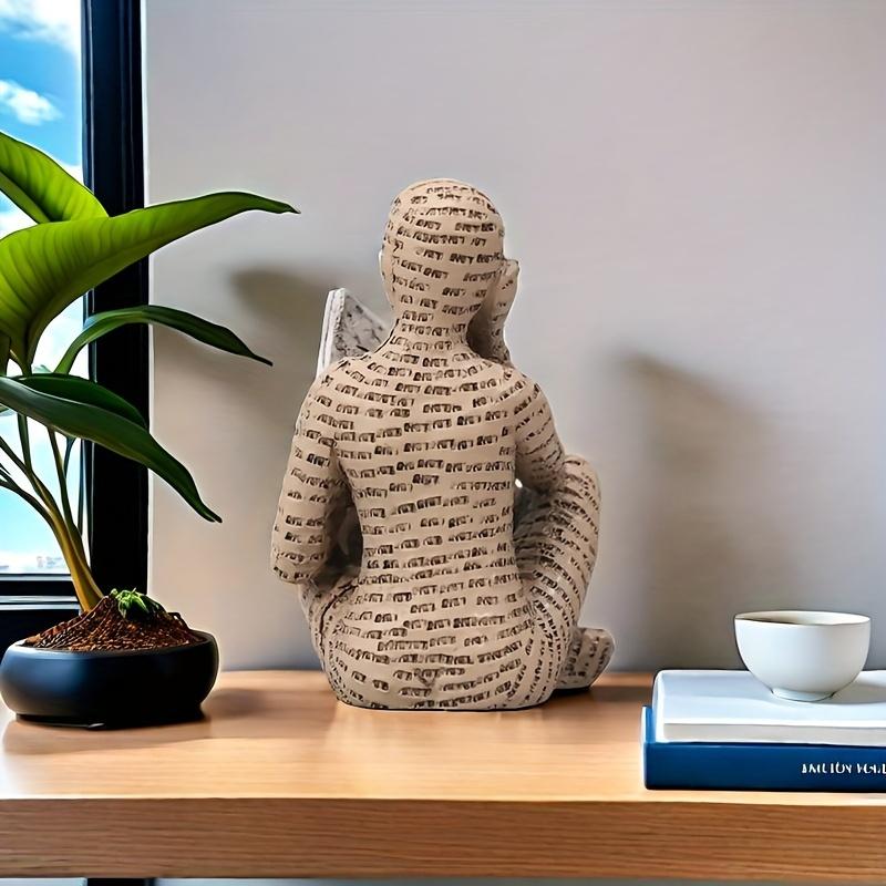 Современная абстрактная фигурка читающего человека - Уникальный полимерный декор для дома, спальни, рабочего стола, офиса | Идеальный праздничный подарок для друзей на Рождество