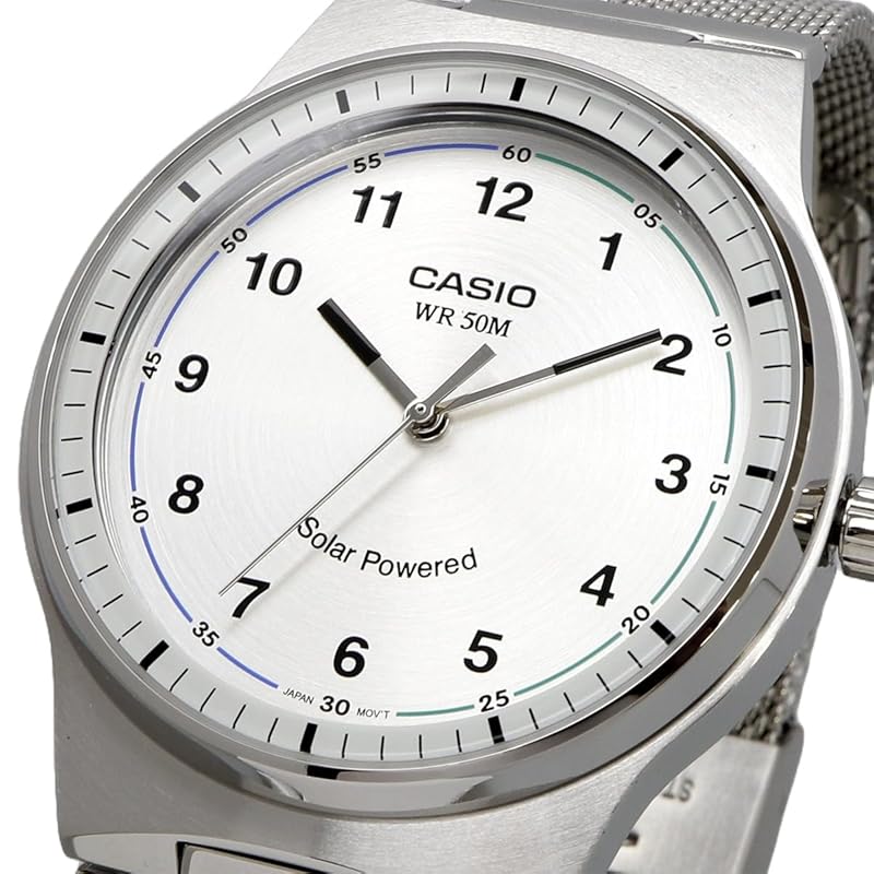 [Casio] CASIO стандартные солнечные аналоговые водонепроницаемые часы 5 ATM MTP-RS105M-7BV мужские серебристые сетчатые металлические часы с ремешком зарубежная модель [продукт]