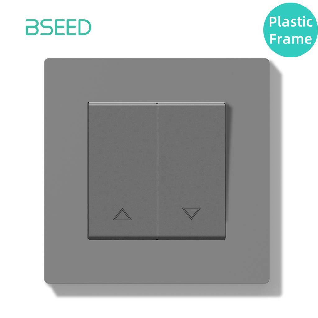 Механический выключатель штор BSEED Электрический выключатель роллет Настенный кнопочный выключатель для жалюзи Стеклянная пластиковая рамка Стандарт ЕС