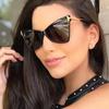 Fashion Cat Eye Sunglasses Women Luxury Channel Vintage Cateye Sun Glasses For Ladies Butterfly Semi-Rimless Sunglass