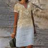 QICED Women's Spring Summer Printed V-Neck Short Sleeve Dresses