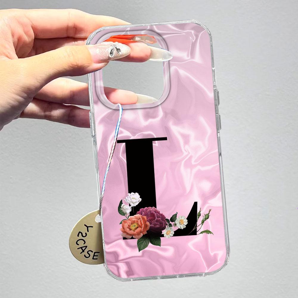 A-Z Черная Буква Пион Цветок Противоударный Чехол для Телефона Для Xiaomi Redmi A5 A3 A4 A1 A2 9A 9C 9 10 Силиконовый Парный Чехол Задняя Крышка