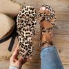 Женские сандалии-шлепанцы с леопардовым принтом - Стильные плетеные ремешки, эластичные, нескользящие, летняя пляжная обувь с подошвой из ТПР, повседневный дизайн с открытым носком для повседневной носки,