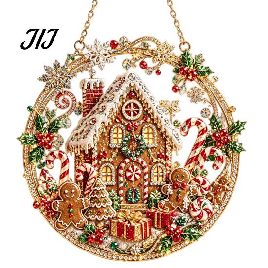 Religious Nativity Crafts Christmas Faux Pearl Painting Suncatcher Kit, 3D Nativity/Santa Claus/Bird/Tree Holiday Window Hanging Decor Beads