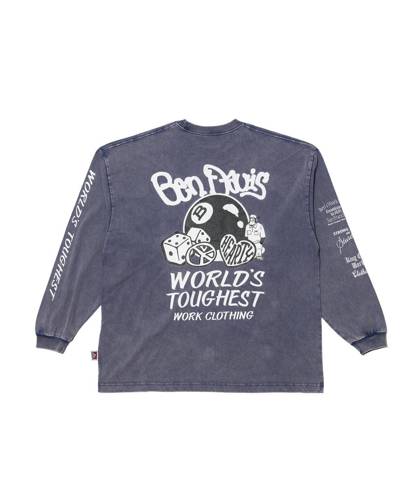 BEN DAVIS White Label Bleach Washed Long Sleeve T-Shirt Lavender (Oversized)