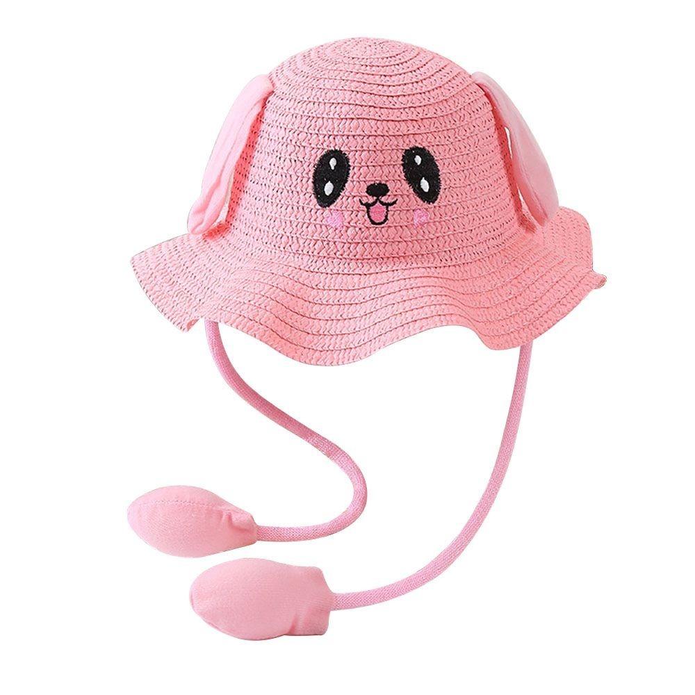 Moving Ears Rabbit Straw Hats Breathable Sun Hat Multifunctional Children's Hats  Summer Girls Boys