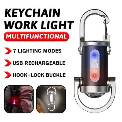 Мощный мини COB светодиодный фонарик-брелок, перезаряжаемый через USB, подвесной рабочий свет, водонепроницаемый брелок, кемпинг, прогулки, карманный фонарик