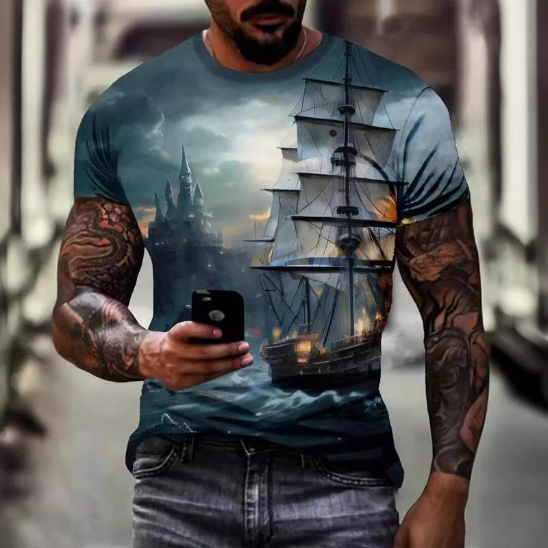 Мужская летняя универсальная футболка с 3D-принтом, модный топ с коротким рукавом, повседневные мужские футболки с коротким рукавом