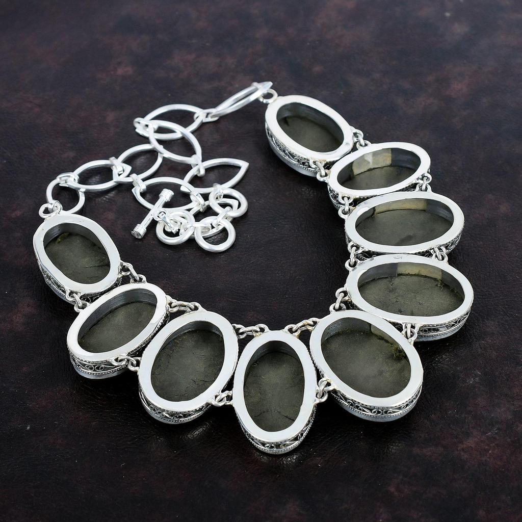 Ожерелье из пирита, ювелирные изделия из натурального драгоценного камня, ожерелье из стерлингового серебра 925 пробы, регулируемое ожерелье-цепочка, винтажное ожерелье ручной работы, подарки на годовщину