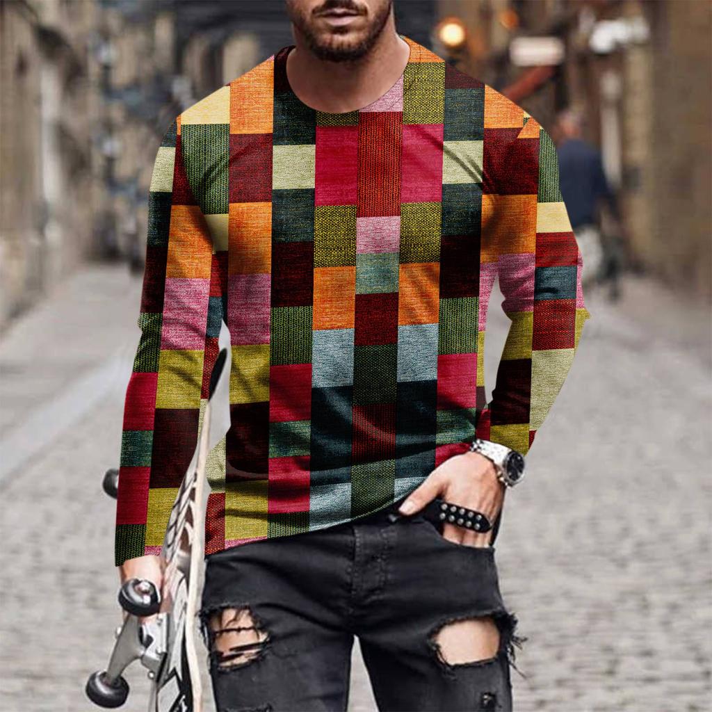 Men's T Shirt Graphic Abstract Neck Clothing Apparel Outdoor Long Sleeve Print Fashion Designer Vintage