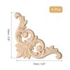uxcell wood carving appliqué onlay 10x10 cm/3.9x3.9 in Unpainted small wooden corner flower carving decal mirror cabinet wall door chest dresser for