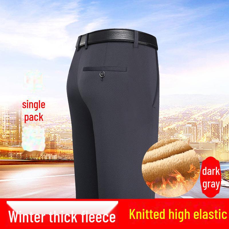 Men's Autumn/Winter Casual Business Trousers: Solid Color, Elastic Waist, Non-Iron, Anti-Wrinkle, Straight Fit.