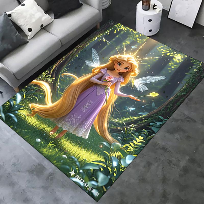 3D Printed Fairy Tale,Princess,Rapunzel Anti-Slip Rug - Machine Washable Office Rug for Living Room, Bedroom, Office - Multiple Sizes