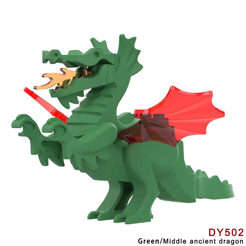 MOC Medieval Animal Zoo Farm Dragon Action Figures Building Blocks Gold Red Dragons Wolf Snake Monsters Beast Bricks Toys Gifts