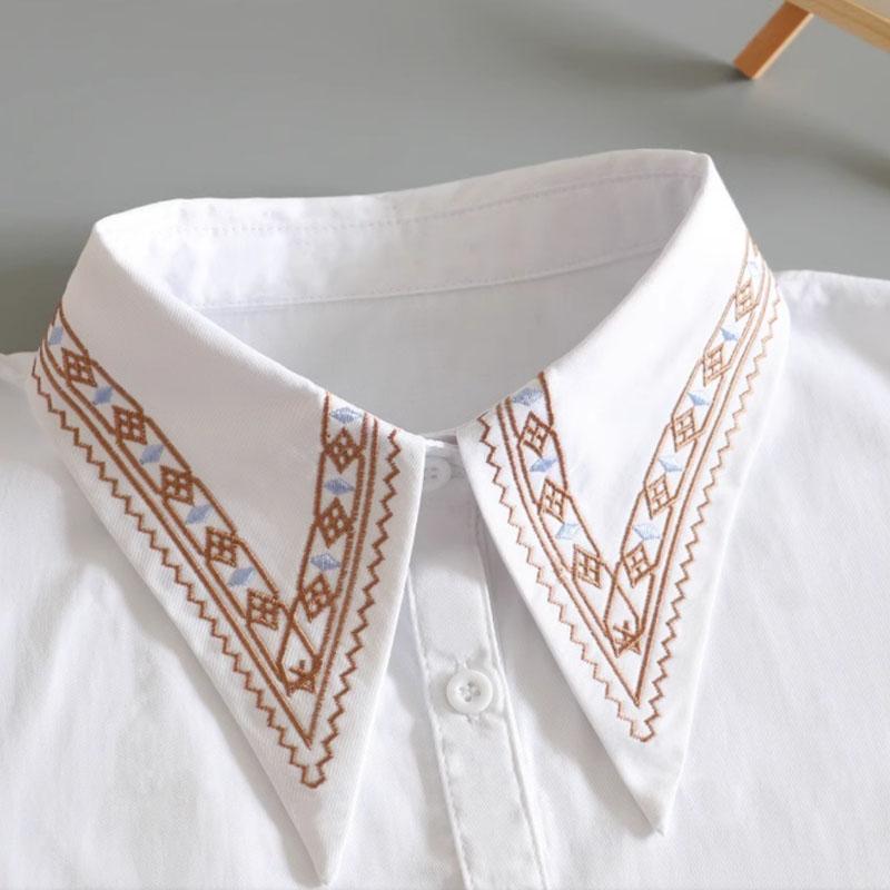 White Embroidery Fake Collar Women Big Lapel False Collars Woman Decoration Detachable Collars Tie Blouse Removable Nep Kraagie