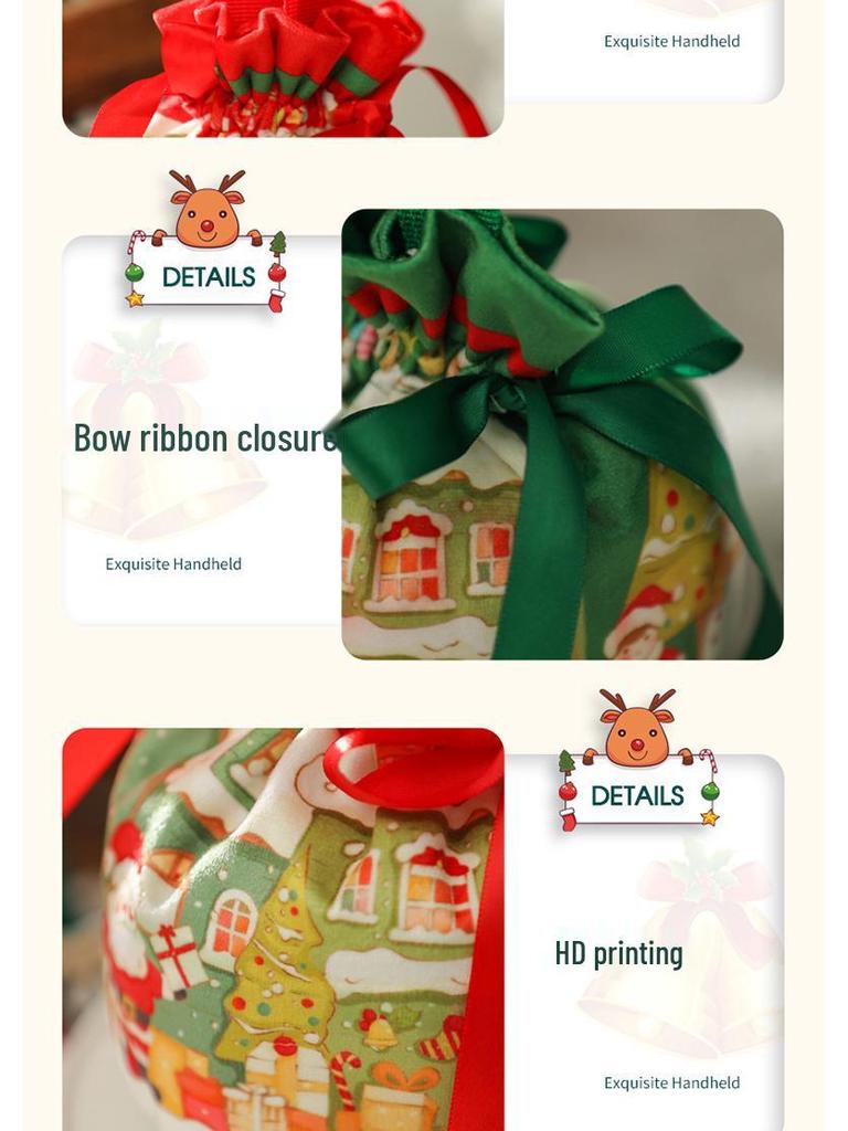 Креативный рождественский подарок 2025 года Коробка-яблоко и конфетный мешочек на шнурке, сумочка