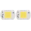 2 Pcs LED COB Chip High Power Driverless Integrated SMD Lamp Beads Light Efficient Flip COB Lamp Bead Cold Light 20W