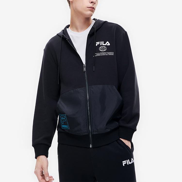 Fila Флисовая куртка-худи с вышитым логотипом Мужские куртки Черный F11M239501F-BK