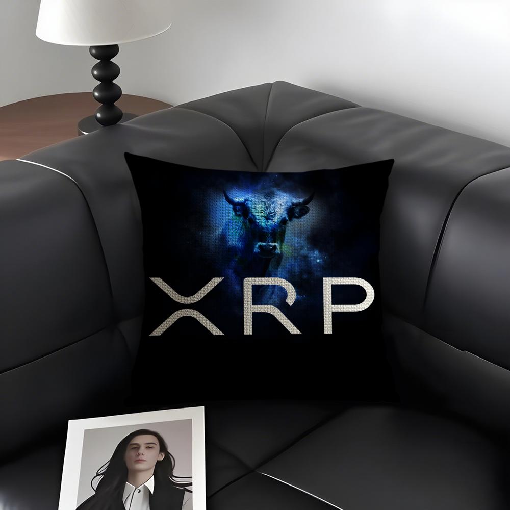 XXRP Криптовалюта Роскошная Наволочка Натуральный Лен Органическая Ткань Двусторонняя Печать Диван Домашний Декор Подарок Наволочка