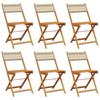 VidaXL Chaises de jardin pliantes lot de 6 beige rotin et bois massif, siège de jardin, chaise de patio, chaise à manger de 3214599