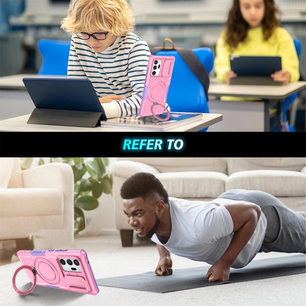 Магнитный чехол MagSafe с металлическим кольцом для Samsung Galaxy S24 S23 S22 S21 Plus PLUG Ultra Magnetic Ring Подставка для объектива камеры Push Pull Защитная крышка для камеры