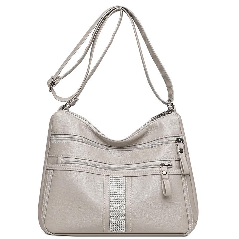 Сумка через плечо из мягкой кожи, сумка на плечо в стиле ретро, простая модная сумка большой вместимости с несколькими карманами для женщин