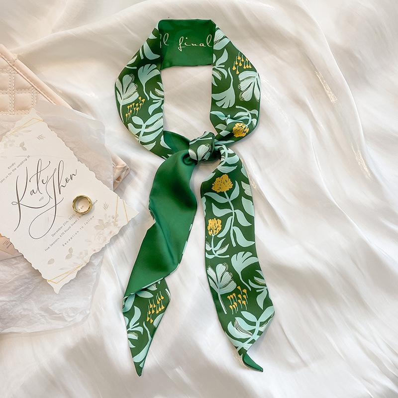 Свежие зеленые шарфы, повязки для волос, модные ленты для девочек, резинки для волос, длинные шейные платки, сумки и белые аксессуары для волос