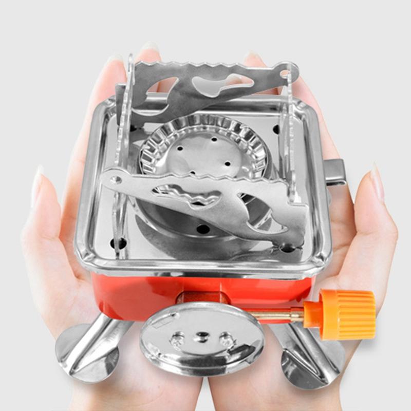 Уличная мини-квадратная плита, портативная складная газовая плита, кухонная утварь для кемпинга, ультра-легкая дорожная посуда, туристическое оборудование