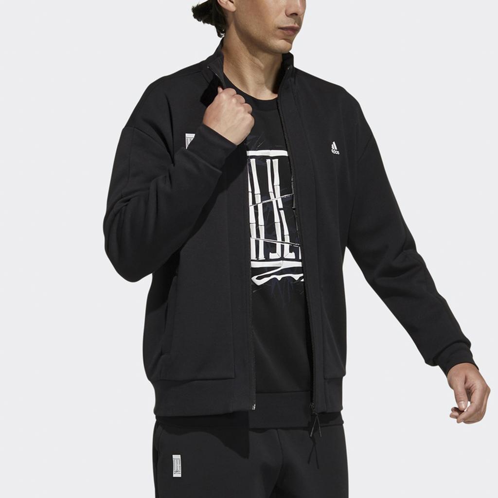 Adidas Wj Kn Series Sporty Logo Fit Track Jacket Men Outwear Black H39334