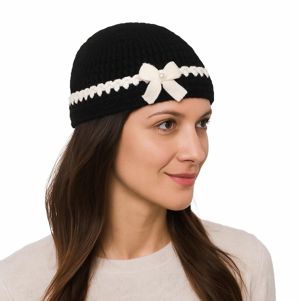 Hollow Out Flower Weave Cap Korean Style Bowknot Beanies Hat Crochet Flower Knitted Hat Girls