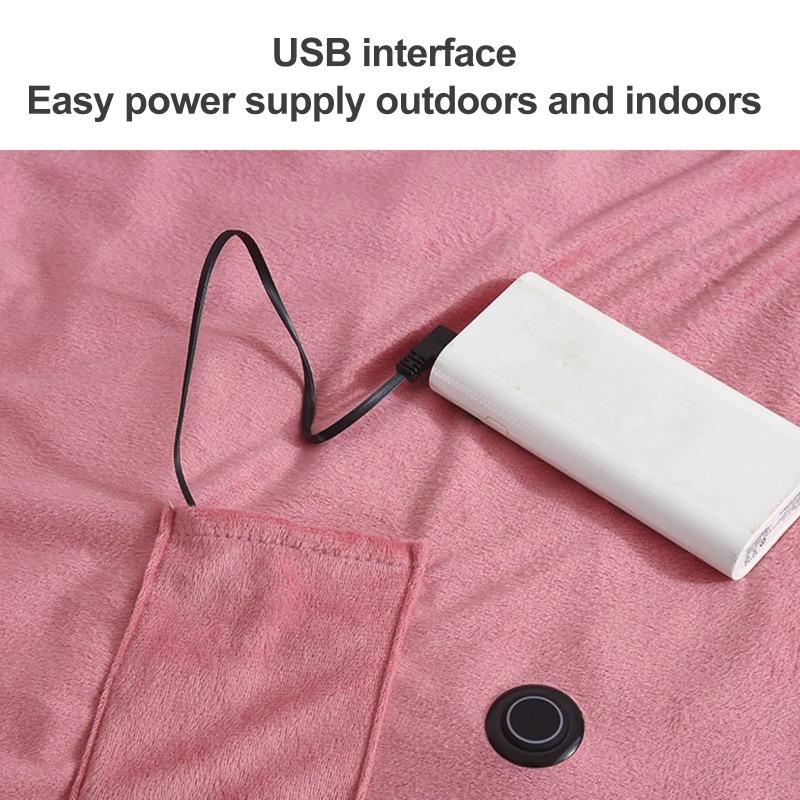 Теплое одеяло с подогревом, носимое, USB, электрическое одеяло, греющее одеяло с функцией таймера, 3 уровня регулировки, греющее одеяло