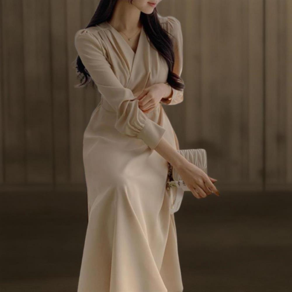 New ArriVAls Open Run Women V Neck A Line Long Dress bAck bAnding Design