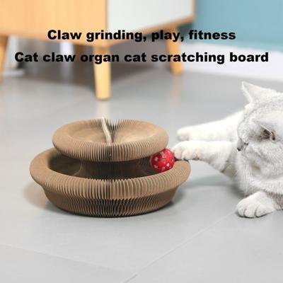 Игрушка-аккордеон для кошек Волшебный кот, когтеточка из картона, интерактивная царапина, игрушка для кошек с мячом, складная игрушка-аккордеон для кошек, когтеточка в виде лапы