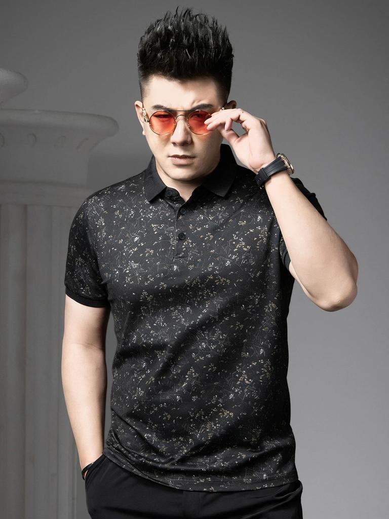 European-Style Floral Men's Short-Sleeve Polo Shirt 2026 New Summer Turn-Down Collar T-Shirt Trendy Casual Half-Sleeve Top for Men