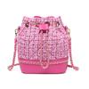 New Spring and Summer Tweed Bucket Bag for Women Korean Style Versatile Diamond Chain Bag One Shoulder Crossbody Bag
