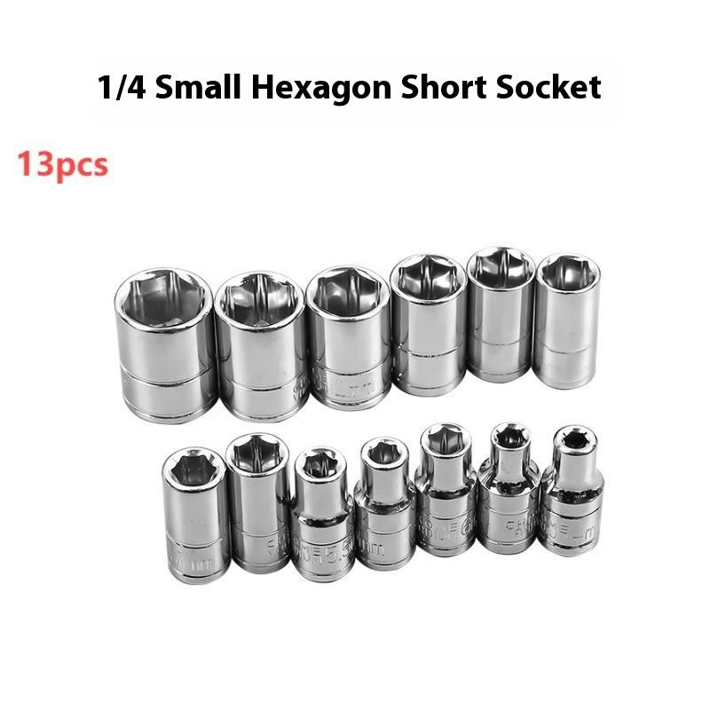 1/4Inch 4-14Mm Six Angle Sleeve Convert Hex Deep Socket Wrench Head Sleeve For Ratchet Wrench Auto Repair Hand Tool