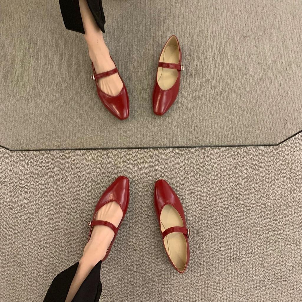 Модные туфли Мэри Джейн из коровьей кожи, туфли на плоской подошве из овчины, повседневные туфли для прогулок, ретро, женские туфли с острым носком, элегантные