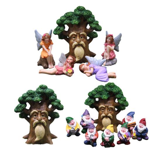 Фигурка Дедушка Дерево Смола Мини Статуэтки Гномов Миниатюры Феи Цветов Коллекционные Предметы Аксессуары для Сказочного Сада для Комнатных и Уличных Горшечных Растений