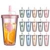 1pc Reusable Straws Cup with Lid Drinking Water Bottles Plastic Outdoor Sport Coffee Mugs Leak Proof Drinkware 320ml/420ml