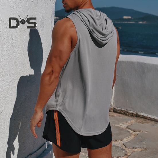 Мужской спортивный жилет, тонкий, свободный, с капюшоном, быстросохнущий, однотонный, легкий, эластичный, для баскетбола, бега, спортзала, тренировок