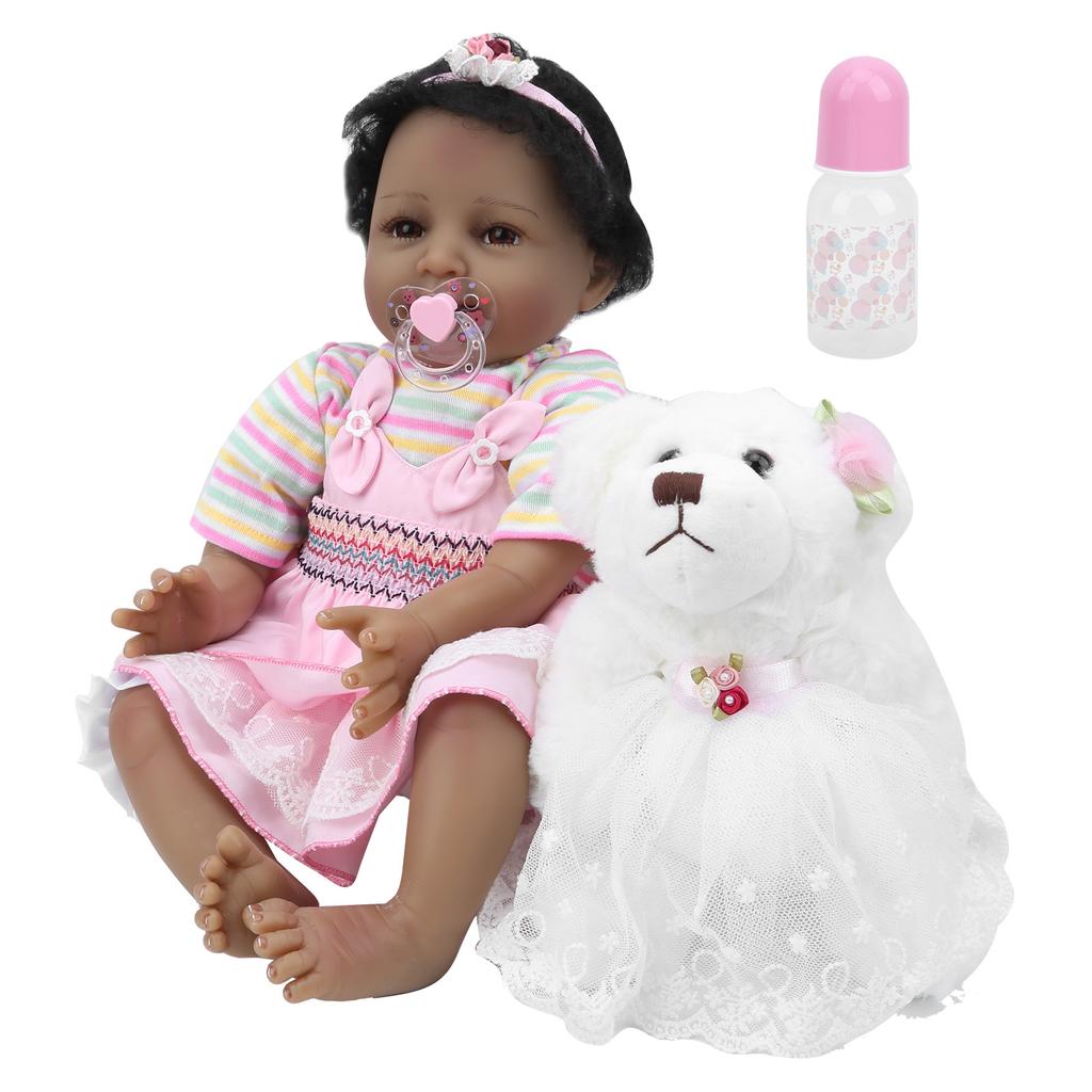 55 см кукла-реборн мягкая улыбающаяся кукла-девочка игрушка детская игрушка в подарок с соской детская бутылочка