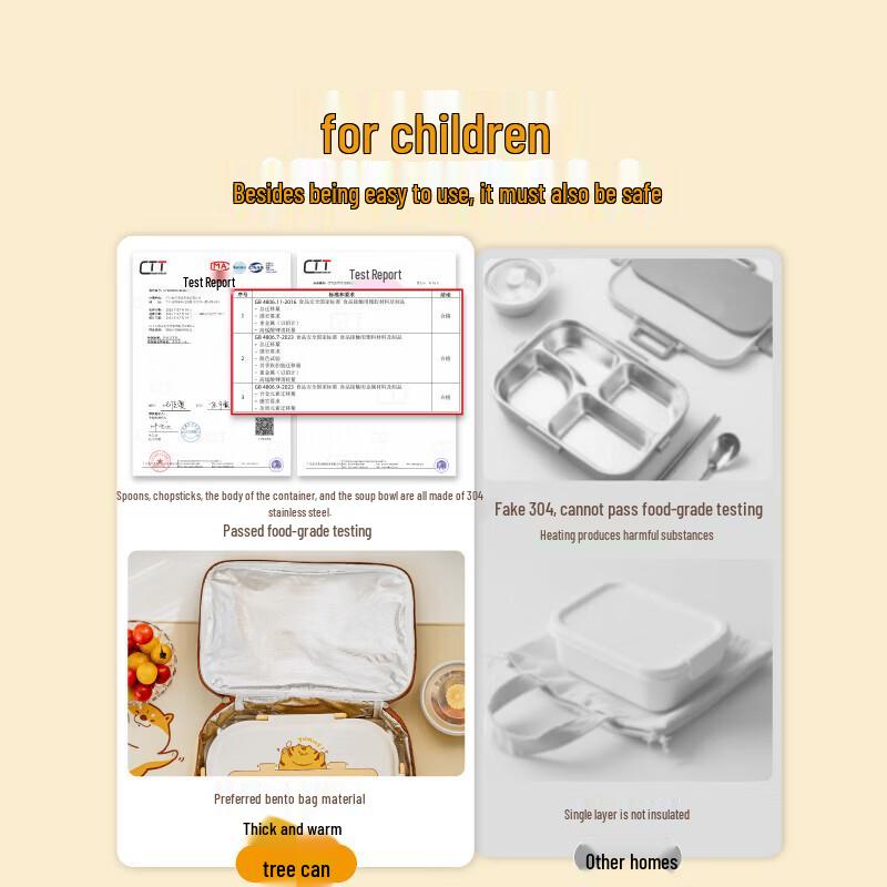 Shu Ke Chubby Orange 304 Stainless Steel Partitioned Lunch Box with Bag